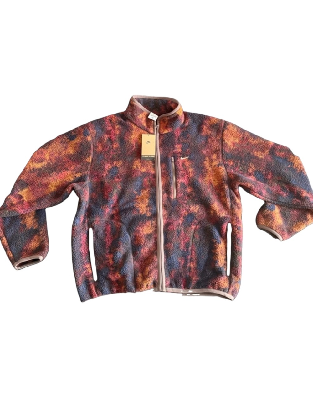 Nike Sportswear Club Winterized Fleece Jacket Mens Brown Navy Print size Large